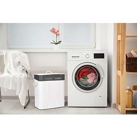 Bambusova košara za rublje s 2 pretinca bijelo-siva