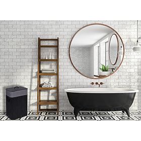 Bambusova košara za rublje s poklopcem 80L crno-siva