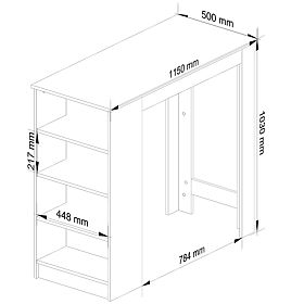 Barski stol za barske stolice 115 cm Bijeli / Hrast Sonoma