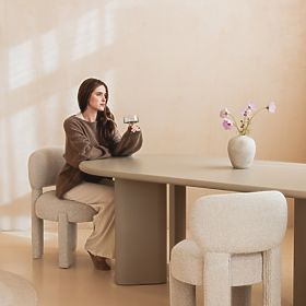 Blagovaonski stol Lima 220 cm, tamno bež, ovalni