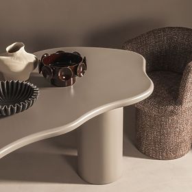 Blagovaonski stol Muse 160 cm, tamno bež, zaobljeni oblici