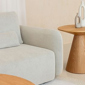 Bočni stolić Abisko, 60 cm, okrugli, prirodni hrastov furnir, lectus