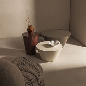 Bočni stolić Eclipso, 40 cm, bordo-smeđi, sjajni