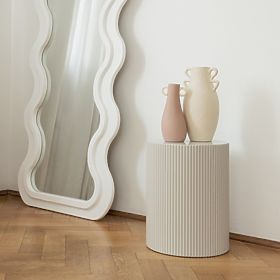 Bočni stolić Ermanno, 35 cm, sivo-bež, s utorima