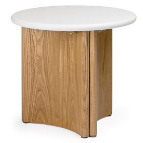 Bočni stolić Marlo II 50 cm, krem bijela/hrast, mikrocement