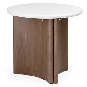 Bočni stolić Marlo II 50 cm, krem bijela/orah, mikrocement