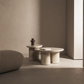 Bočni stolić Puro 50 cm, svijetlo bež, sjajni