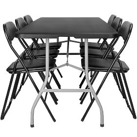 Catering set FETA BLACK 180 cm + 6 BASICO stolica