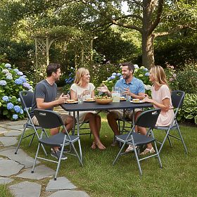 Catering set FETA BLACK 180 cm + 6 crnih stolica