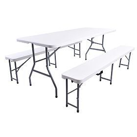 Catering set FETA WHITE stol + 2 klupe, Halmar