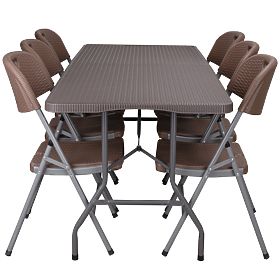Catering set RATTAN stol 180 cm + 6 stolica