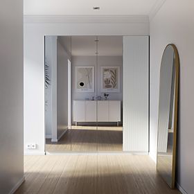 Četverokrilni ormar Neroli, ogledalo/jednostavni utori, bijela, lectus