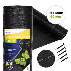 Crna agrotextilija UV 90g protiv korova prostirka 1,6x100m klinovi MultiGarden, MultiGarden