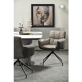 DANCAN proširivi stol, bijeli mramor / sivi / svijetlosivi / crni (3p=1ks)