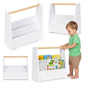 Dječja knjižnica Montessori polica za knjige organizator 2 razine bijela ECOTOYS