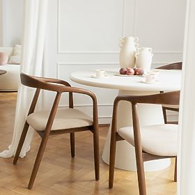 Drvena stolica Ludvika, zaobljena, orah/bež