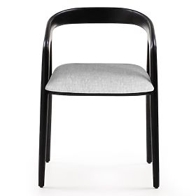 Drvena stolica Sande zaobljena, crna/svijetlo bež, tikovo drvo, lectus