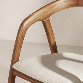 Drvena stolica Sande zaobljena, prirodna/krem, tikovina, lectus
