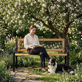 Drvena vrtna klupa s rešetkastim naslonom 118x52 cm park MultiGarden, MultiGarden