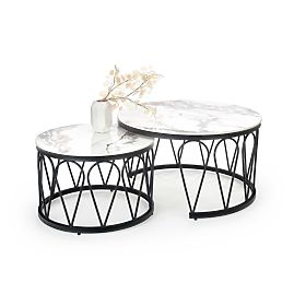 FORMOSA set od 2 klupe, bijeli mramor / crna (2p=1ks), Halmar