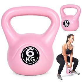 Kettlebell uteg 6 kg za vježbanje kuglasti uteg težina fitness ružičasta ModernHome