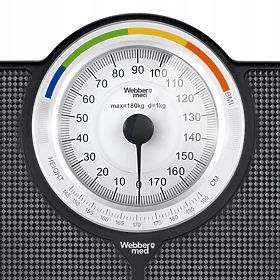 Klasična mehanička analogna kupaonska vaga do 180 kg crna WEBBER BMI, WEBBER