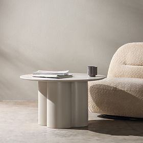 Klub stolić Lazaro 80 cm, okrugli, sivo-bež, lectus