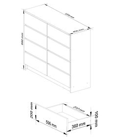 KOMODA K 120 cm 8 LADICA PK HRAST SONOMA