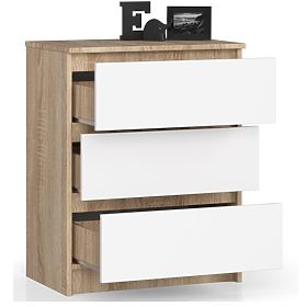 KOMODA K 60 cm 3 LADICE PK SONOMA / BIJELA