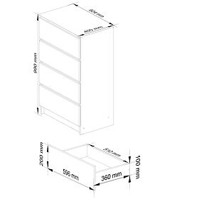 KOMODA K 60 cm 4 LADICE PK JAVOR