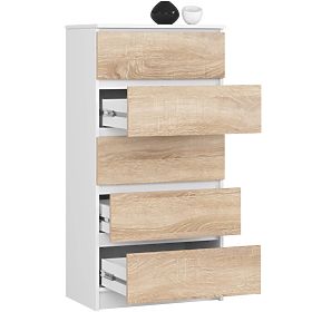 KOMODA K60 5 LADICA CLP PK BIJELA / SONOMA