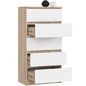 KOMODA K60 5 LADICA CLP PK HRAST SONOMA / BIJELA