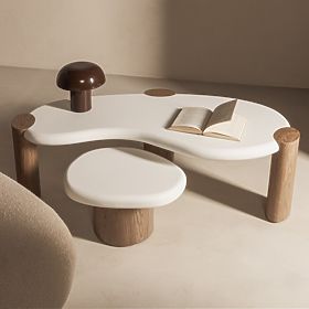 Konferencijski stolić Floe 125 cm, bijeli/orah