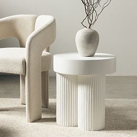 Konferencijski stolić Salerno 45 cm, okrugli, bijeli, s urezima, lectus