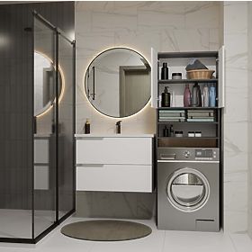 Kupaonski Ormar iznad Perilice POLA DK ANTRACIT BIJELA Regal Stup 180X64X30