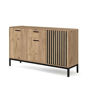 LAMINO KM-1 komoda hrast craft/crna, noge: crna