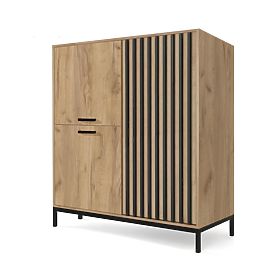 LAMINO KM-2 komoda hrast craft/crna, noge: crne