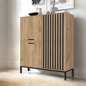 LAMINO KM-2 komoda hrast craft/crna, noge: crne