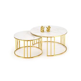 MERCURY 3 set 2 klupa, set 2 klupa, boja: bijeli mramor / zlatna (2p=1ks), Halmar