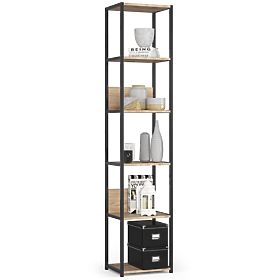 Metalna loft polica 40 cm - crna-hrast sonoma - 6 polica