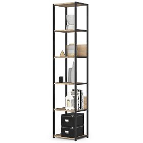 Metalna loft polica 40 cm - crna-hrast sonoma - 6 polica