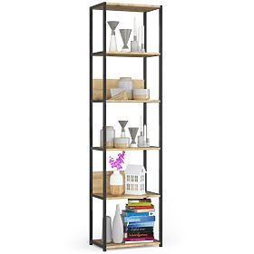 Metalni loft regal 50 cm - crni-dub artisan - 6 polica