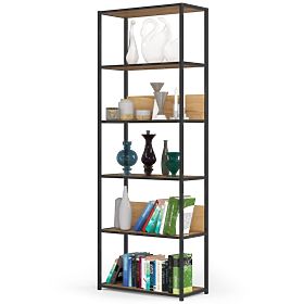 Metalni loft regal 70 cm - crni-hrast craft - 6 polica