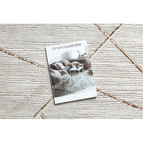 Moderni tepih DUKE 51557 krem / zlatna - Geometrijski, strukturiran, vrlo nježan, resice, F.H.Kabis