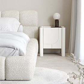 Noćni ormarić Lunaria s urezanim prednjim dijelom, bijeli, lectus