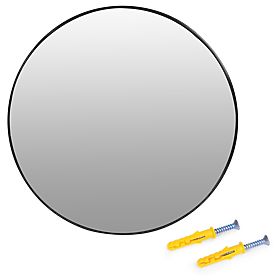 Okruglo zidno ogledalo 80 cm viseće moderni crni okvir aluminij ModernHome