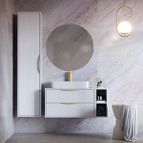 Ormarić ispod umivaonika Avila 2.0, 80 cm, s utorima, zlatne ručke, bijela, lectus