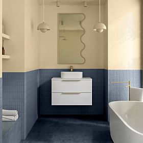 Ormarić ispod umivaonika na ploči Tidea 80 cm, bijeli, zlatne ručke