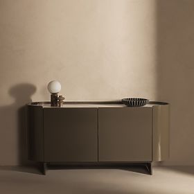 Ovalna komoda Nari, zelena/siva, spiek, sjajna