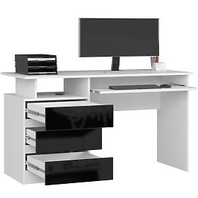 PISAĆI STOL CLP 135cm PK BIJELI / CRNI SJAJ
